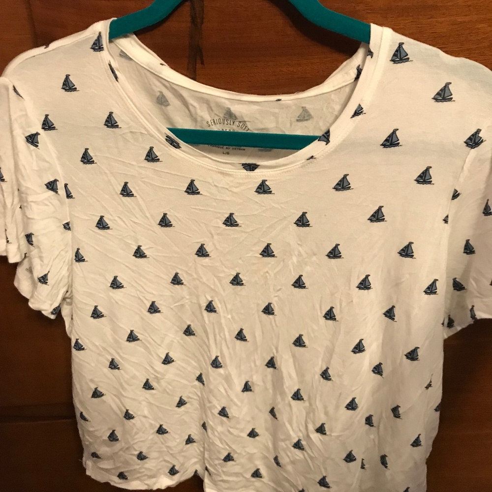 Sail Boat patterned crop top